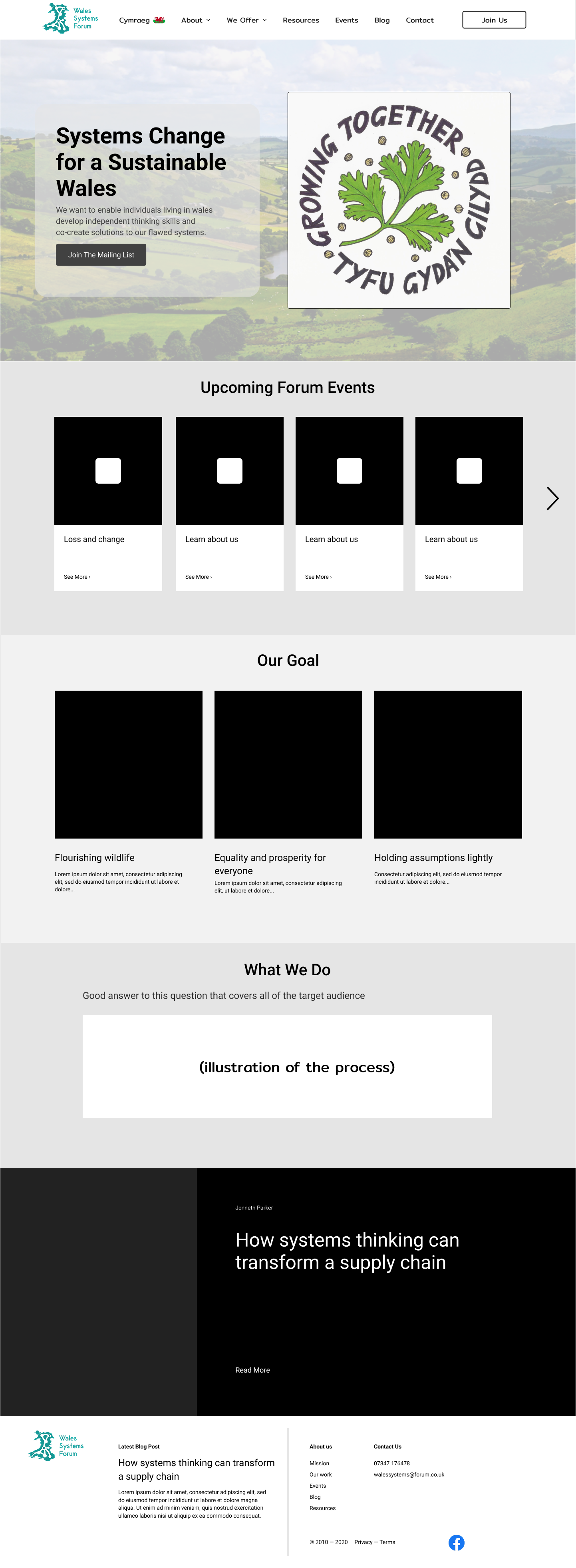 Wales Systems Forum Landing Page Figma mockup